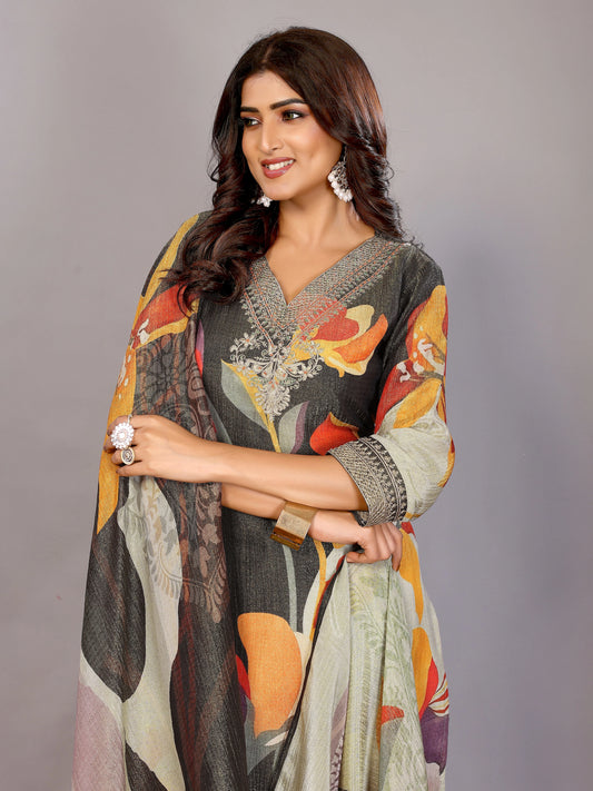 Gul Narangi Crushed Sharara Set Embroidery