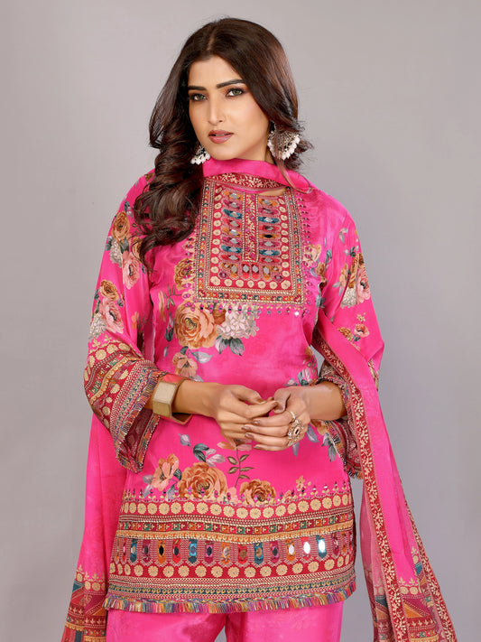 Fuchsia Hot Pink Sharara Set