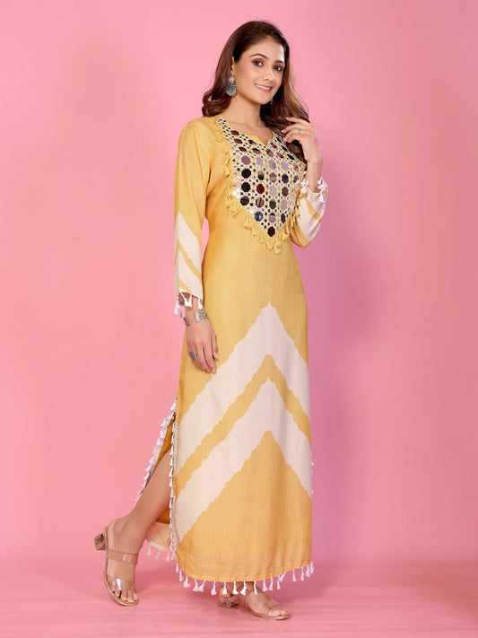 The 'Sunkissed' Boho-Chic Kurta with Mirrorwork