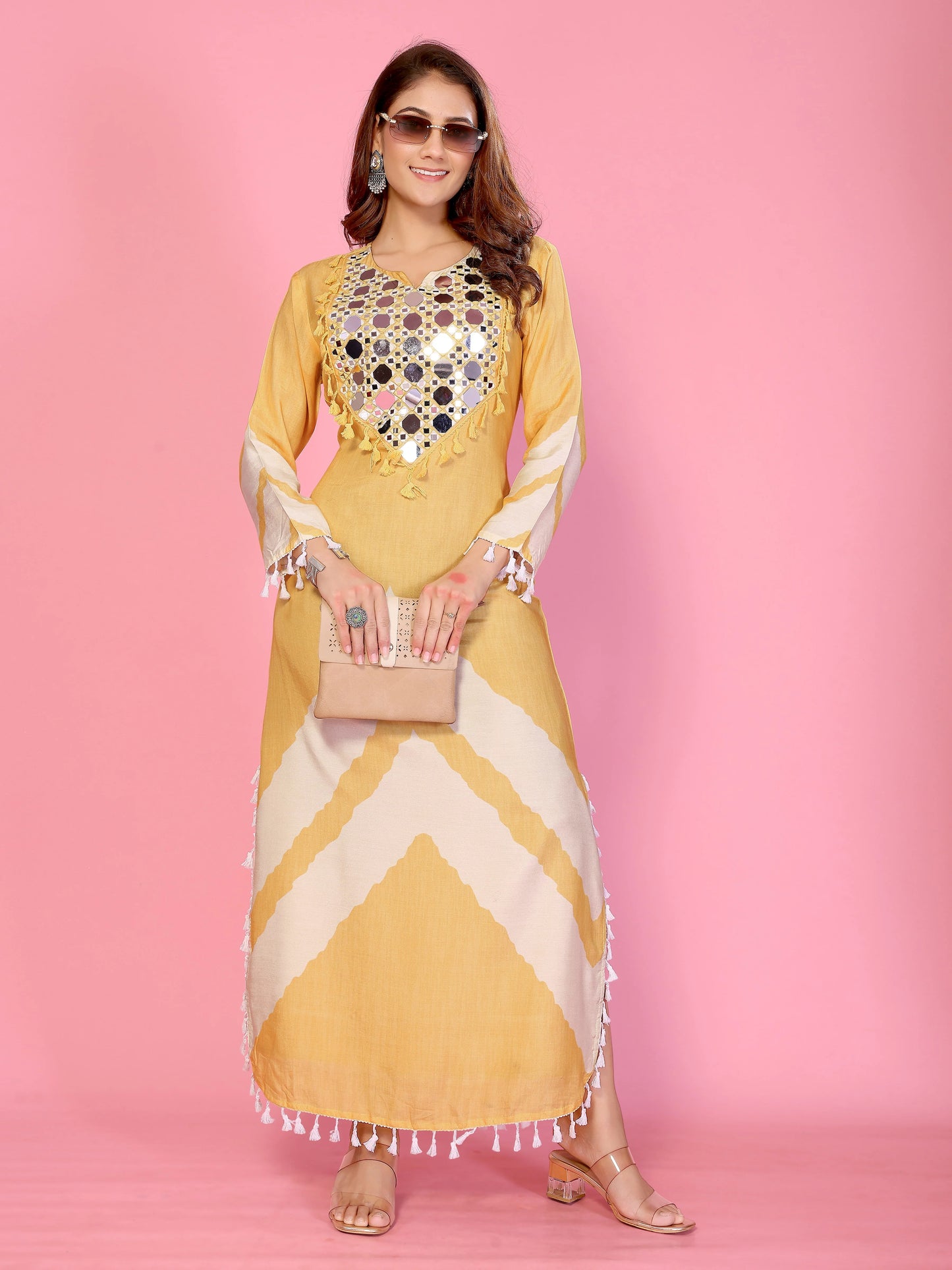 The 'Sunkissed' Boho-Chic Kurta with Mirrorwork