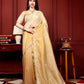 Golden Glow Crushed Tissue Saree with Sequin & Scallop Border