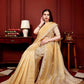 Golden Glow Crushed Tissue Saree with Sequin & Scallop Border