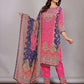 Fuschia Pink and Navy Blue Salwar Suit with Mirror & Hand-Work