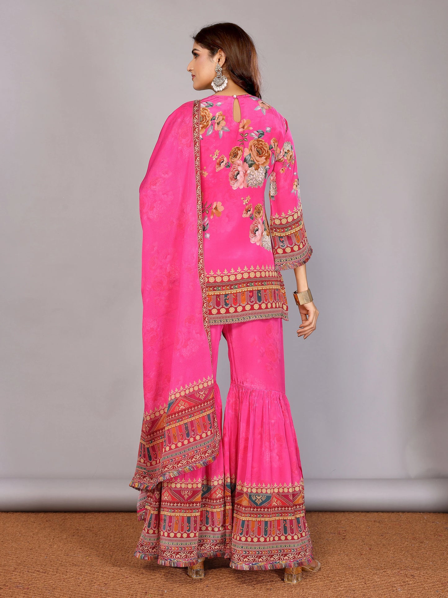 Fuchsia Hot Pink Sharara Set