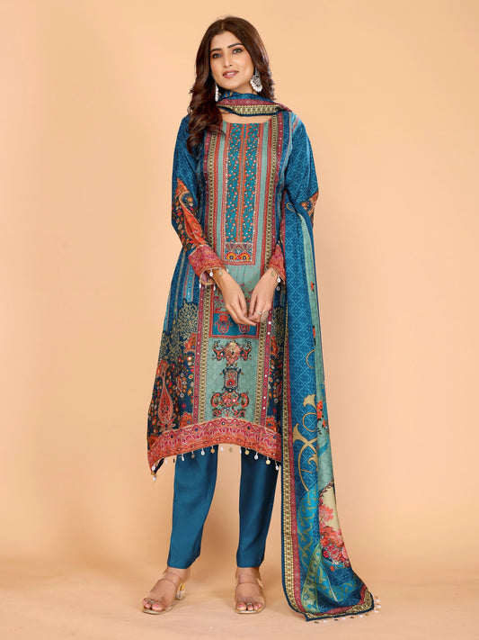 Teal Royale Printed Suit Set