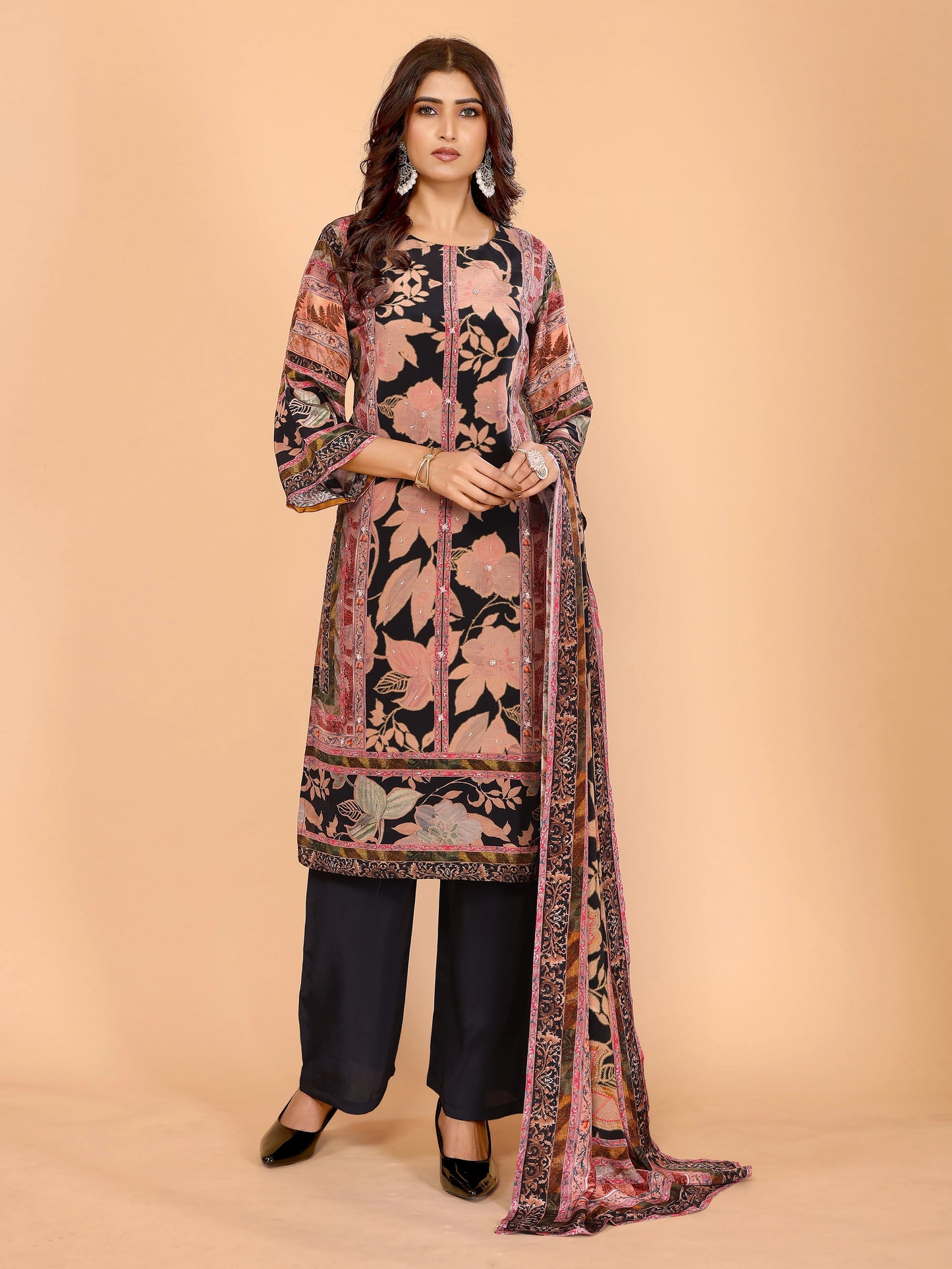 Midnight Rose Printed Suit Set