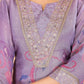 Lavender Floral Crushed Sharara Suit With Embroidery