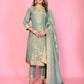 Pastel Serenity Muslin tissue Silk Ensemble HandWork suit set