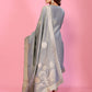 Silver Mist  Muslin tissue Silk Ensemble HandWork suit set