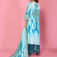 Aqua Mirage Printed Kurta Palazzo Dupatta Set with Handwork
