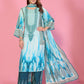 Aqua Mirage Printed Kurta Palazzo Dupatta Set with Handwork