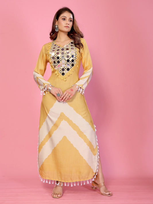 The 'Sunkissed' Boho-Chic Kurta with Mirrorwork