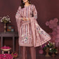 Dusty Rose Floral Striped Suit Set with Dupatta