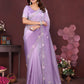Lilac Blossom Crushed Tissue Saree With Cutdana And Sequin Border