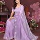 Lilac Blossom Crushed Tissue Saree With Cutdana And Sequin Border