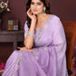 Lilac Blossom Crushed Tissue Saree With Cutdana And Sequin Border