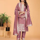 Dusty Mauve Hand-Work Tissue Suit Set