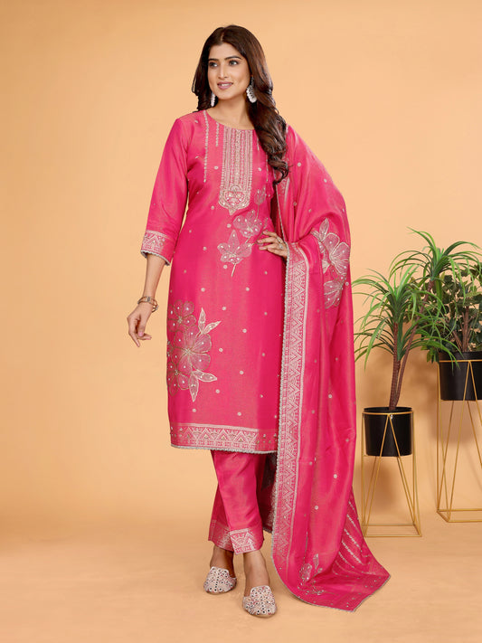 Regal Rani Hand-Work Tissue Suit Set