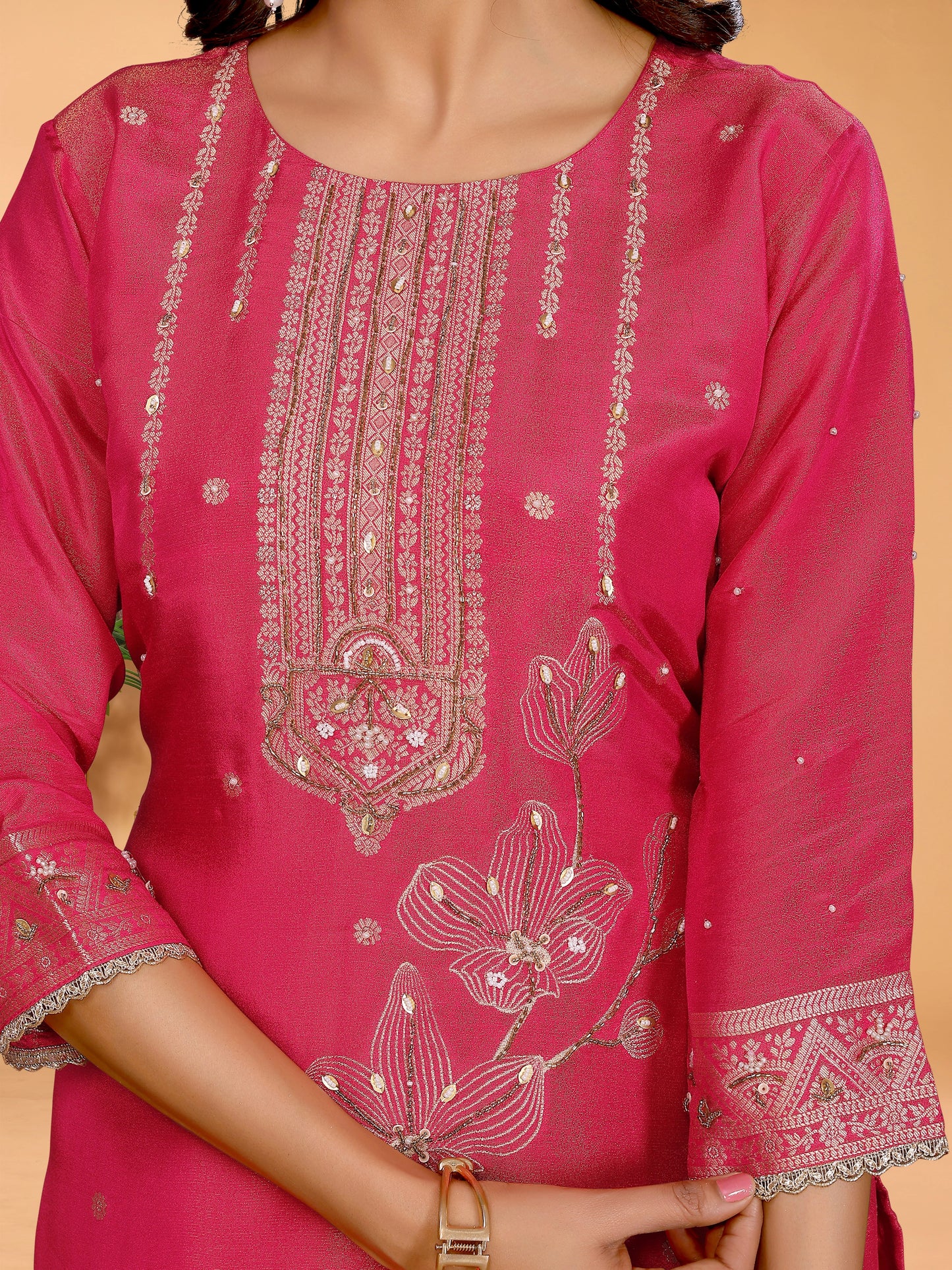 Regal Rani Hand-Work Tissue Suit Set