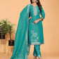 Royal Blue Tissue Hand-Work Suit Set