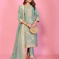 Pastel Serenity Muslin tissue Silk Ensemble HandWork suit set