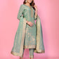 Pastel Serenity Muslin tissue Silk Ensemble HandWork suit set