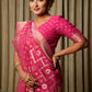 Gulal Pink Woven Banarasi Pure Georgette Bandhani Saree