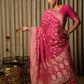 Gulal Pink Woven Banarasi Pure Georgette Bandhani Saree