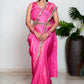 Royal Princess Golden Pink Woven Pure Tissue Silk Saree with Heavy Golden Mirror Work Border Bhageerath Couture