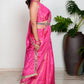Royal Princess Golden Pink Woven Pure Tissue Silk Saree with Heavy Golden Mirror Work Border