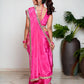 Royal Princess Golden Pink Woven Pure Tissue Silk Saree with Heavy Golden Mirror Work Border Bhageerath Couture