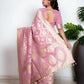 Soft Pink Banarasi Bandhani Pure Georgette Saree with Royal Touch
