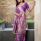 Elegant Purple Woven Banarasi Pure Georgette Bandhani Saree with Meenakari