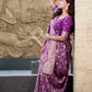 Elegant Purple Woven Banarasi Pure Georgette Bandhani Saree with Meenakari