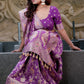 Elegant Purple Woven Banarasi Pure Georgette Bandhani Saree with Meenakari