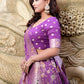 Elegant Purple Woven Banarasi Pure Georgette Bandhani Saree with Meenakari