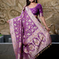 Elegant Purple Woven Banarasi Pure Georgette Bandhani Saree with Meenakari