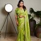 Light Green Woven Pure Tissue Silk Saree with Heavy Golden Embroidery Border