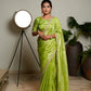 Light Green Woven Pure Tissue Silk Saree with Heavy Golden Embroidery Border