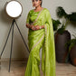 Light Green Woven Pure Tissue Silk Saree with Heavy Golden Embroidery Border