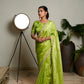 Light Green Woven Pure Tissue Silk Saree with Heavy Golden Embroidery Border