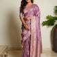 Lavender Purple Woven Banarasi Organza Satin Silk Saree with Tissue Zari