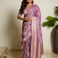 Lavender Purple Woven Banarasi Organza Satin Silk Saree with Tissue Zari