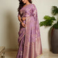 Lavender Purple Woven Banarasi Organza Satin Silk Saree with Tissue Zari