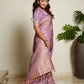Lavender Purple Woven Banarasi Organza Satin Silk Saree with Tissue Zari