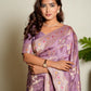 Lavender Purple Woven Banarasi Organza Satin Silk Saree with Tissue Zari