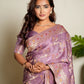 Lavender Purple Woven Banarasi Organza Satin Silk Saree with Tissue Zari