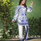 Positano Blue & White Floral Print Co-ord set