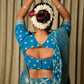 River Blue Woven Banarasi Pure Georgette Bandhej Saree (Bandhani)