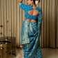 River Blue Woven Banarasi Pure Georgette Bandhej Saree (Bandhani)